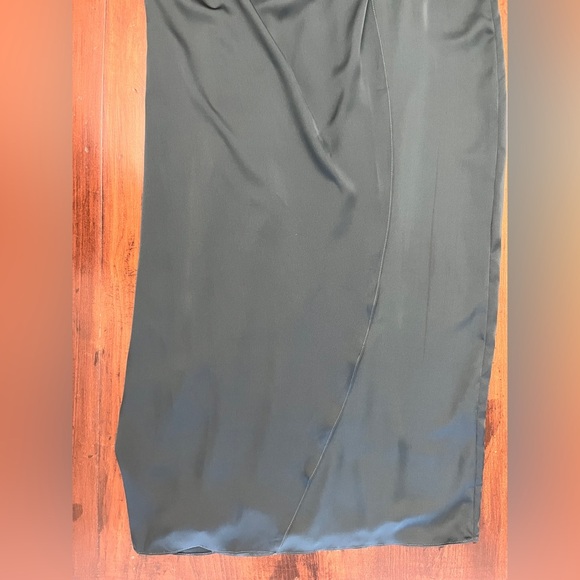 After Six Sleeveless Satin Faux Wrap Gown Size 2 Evergreen Mardi Gras Wedding - Picture 9 of 16